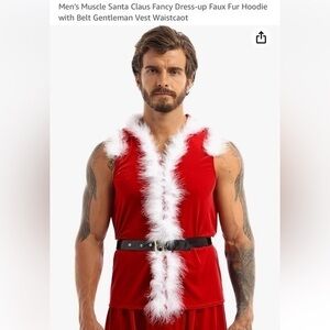 New Christmas Velvet Faux Fur Feder Santa Clause Coat Top Hoodie Red White